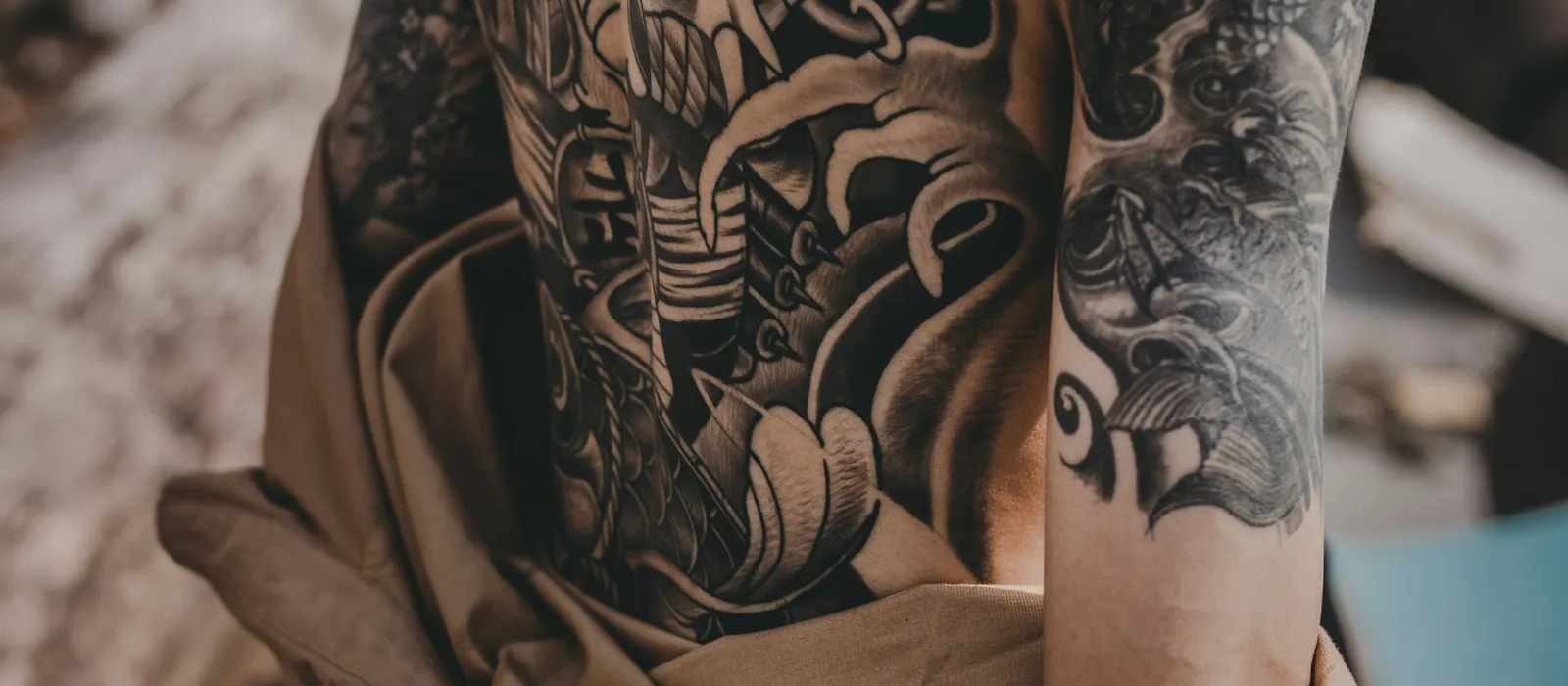 Cherry blossom and hannya mask tattoo